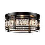 Lustre encastré moderne en cristal noir à 3 lumières pour couloir