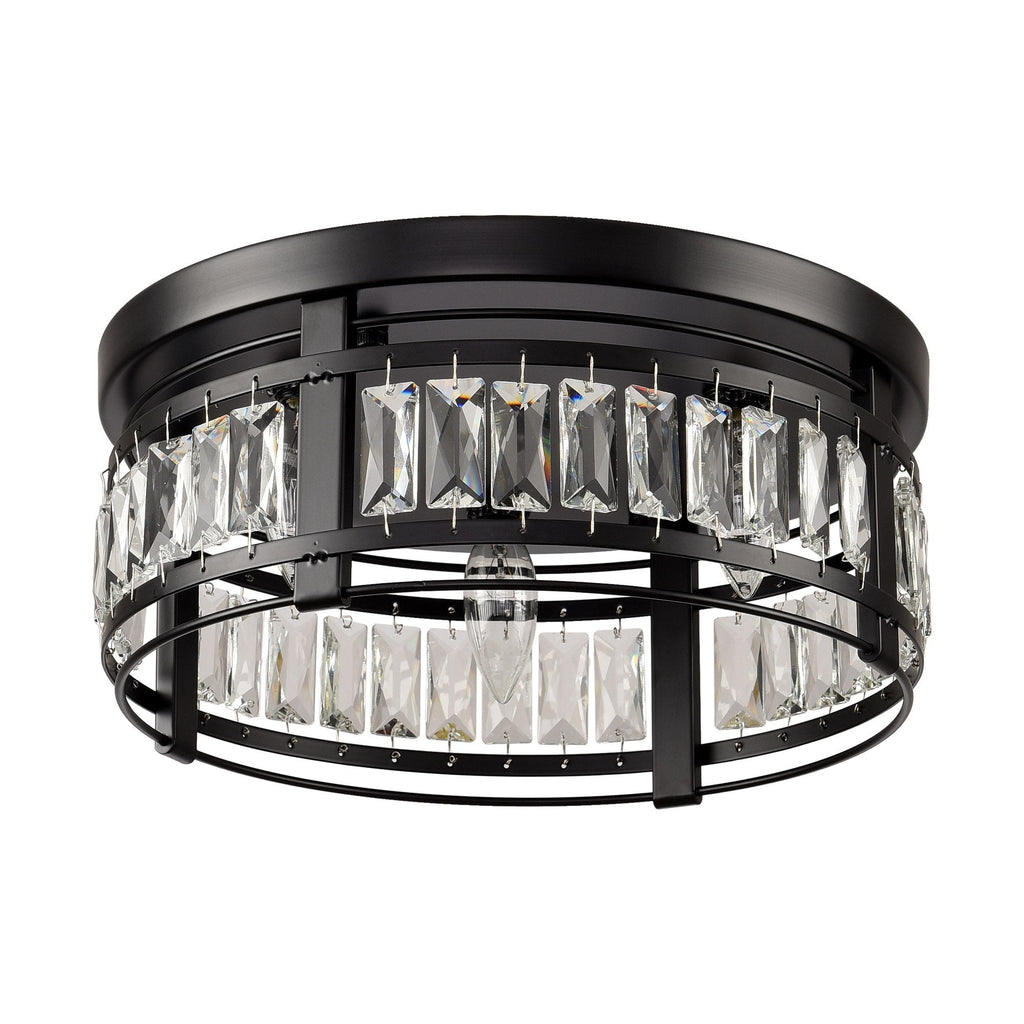 Lustre encastré moderne en cristal noir à 3 lumières pour couloir