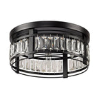 Lustre encastré moderne en cristal noir à 3 lumières pour couloir