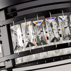 Lustre encastré moderne en cristal noir à 3 lumières pour couloir