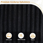 Canapé 4 places moderne en velours côtelé avec ports USB et porte-gobelets rabattables