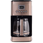 Cafetière automatique 14 tasses, carafe en verre, réglage de l'intensité de l'infusion, réglage de 1 à 4 tasses, acier inoxydable couleur terre d'ombre