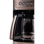 Cafetière automatique 14 tasses, carafe en verre, réglage de l'intensité de l'infusion, réglage de 1 à 4 tasses, acier inoxydable couleur terre d'ombre