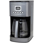 Cafetière automatique 14 tasses, carafe en verre, réglage de la force d'infusion, acier inoxydable bronze