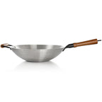 Wok en acier inoxydable de 14 pouces