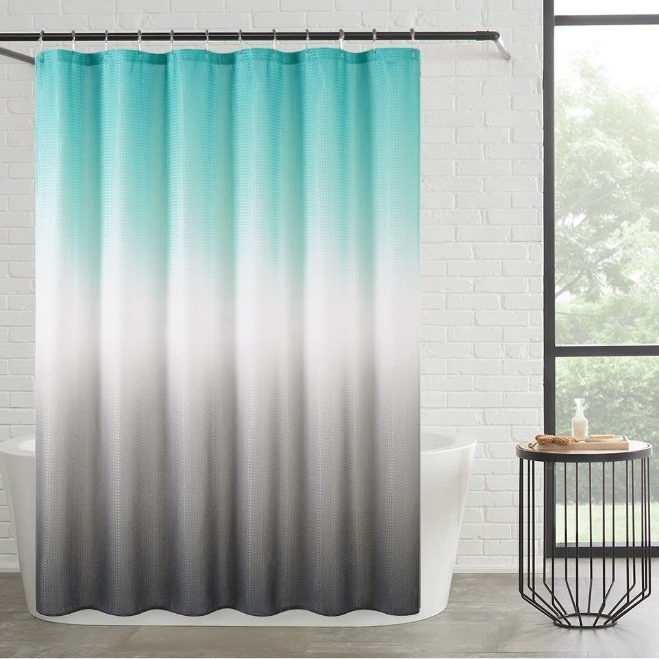 Ensemble de bain/douche 14 pièces : rideau de douche ombré, crochets et doublure PEVA