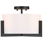 Plafonnier semi-encastré noir mat à 3 lumières de 14 po avec abat-jour tambour - 14 W