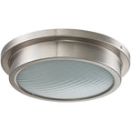Plafonnier DEL 30 W 3000 K, 14 po, nickel brossé, avec abat-jour en verre rayé - Nickel brossé