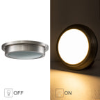 Plafonnier DEL 30 W 3000 K, 14 po, nickel brossé, avec abat-jour en verre rayé - Nickel brossé