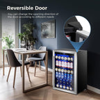 Réfrigérateur à boissons de 145 canettes, mini-réfrigérateur de 4,4 pi³ avec porte vitrée pour sodas, bières et vins – Façade transparente pour la maison, le bureau ou le bar