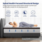 Matelas hybride 14 - Mousse à mémoire de forme en gel de charbon de bambou et ressorts ensachés à 7 zones, fermeté moyenne, essai de 100 nuits