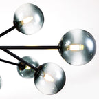 Lustre linéaire moderne à 15 lumières pour îlot de cuisine Sputnik, composé de branches et de bulles en verre