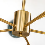 Lustre linéaire moderne à 15 lumières pour îlot de cuisine Sputnik, composé de branches et de bulles en verre