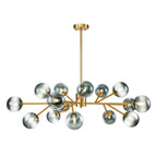 Lustre linéaire moderne à 15 lumières pour îlot de cuisine Sputnik, composé de branches et de bulles en verre