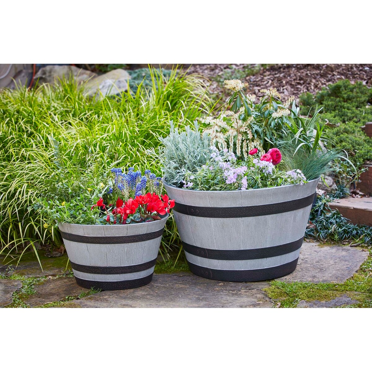 Jardinière en forme de tonneau de whisky Southern Patio