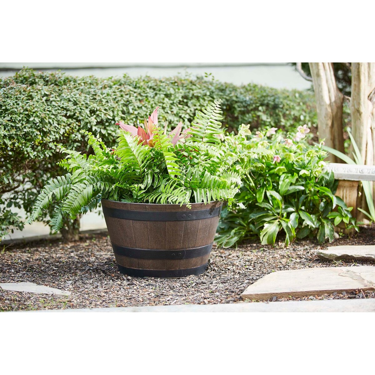 Jardinière en forme de tonneau de whisky Southern Patio