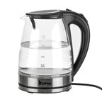 Bouilloire électrique en verre 1500 W 1,8 L avec arrêt automatique et couvercle et fond en acier inoxydable