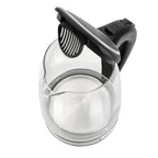 Bouilloire électrique en verre 1500 W 1,8 L avec arrêt automatique et couvercle et fond en acier inoxydable
