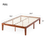 Cadre de lit plateforme classique en bois massif de 16 pouces, disponible en plusieurs finitions