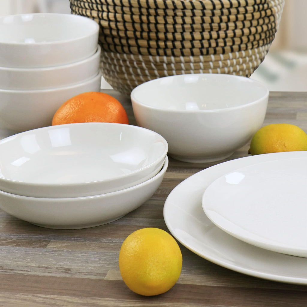 Service de table 16 pièces en porcelaine avec deux bols