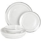 Service de table rond en porcelaine de 16 pièces avec deux bols