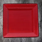 Service de table carré en grès perlé, 16 pièces, Lorren Home Trends, rouge