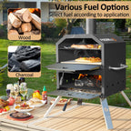Four à pizza extérieur à 2 couches, four à pizza au feu de bois, gril à pizza extérieur pour camping - 16 pouces
