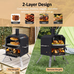 Four à pizza extérieur à 2 couches, four à pizza au feu de bois, gril à pizza extérieur pour camping - 16 pouces