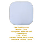 Coussins de siège carrés antidérapants en mousse à mémoire de forme de 16 po (2 ou 4) - 16 x 16