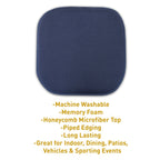 Coussins de siège carrés antidérapants en mousse à mémoire de forme de 16 po (2 ou 4) - 16 x 16