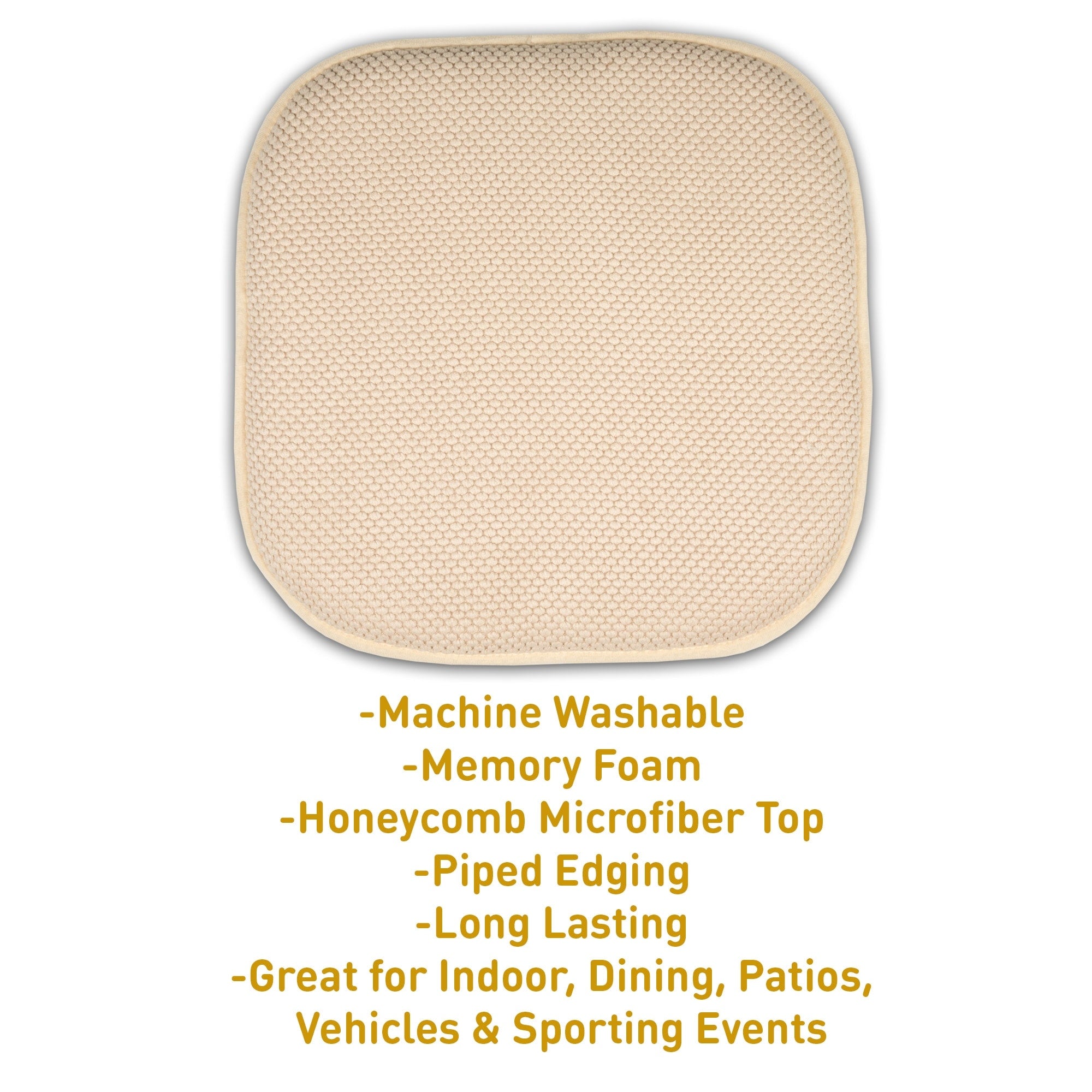 Coussins de siège carrés antidérapants en mousse à mémoire de forme de 16 po (2 ou 4) - 16 x 16