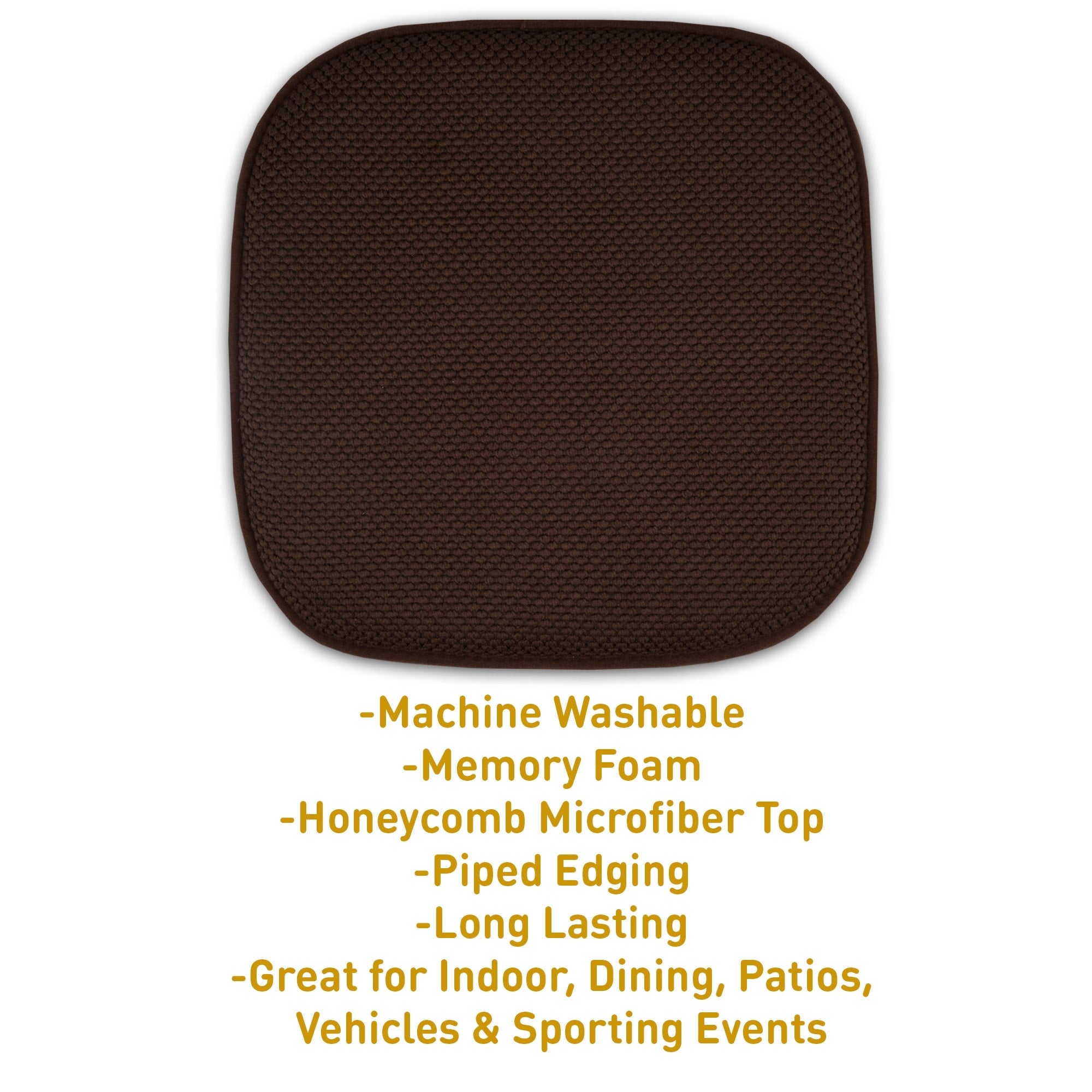 Coussins de siège carrés antidérapants en mousse à mémoire de forme de 16 po (2 ou 4) - 16 x 16