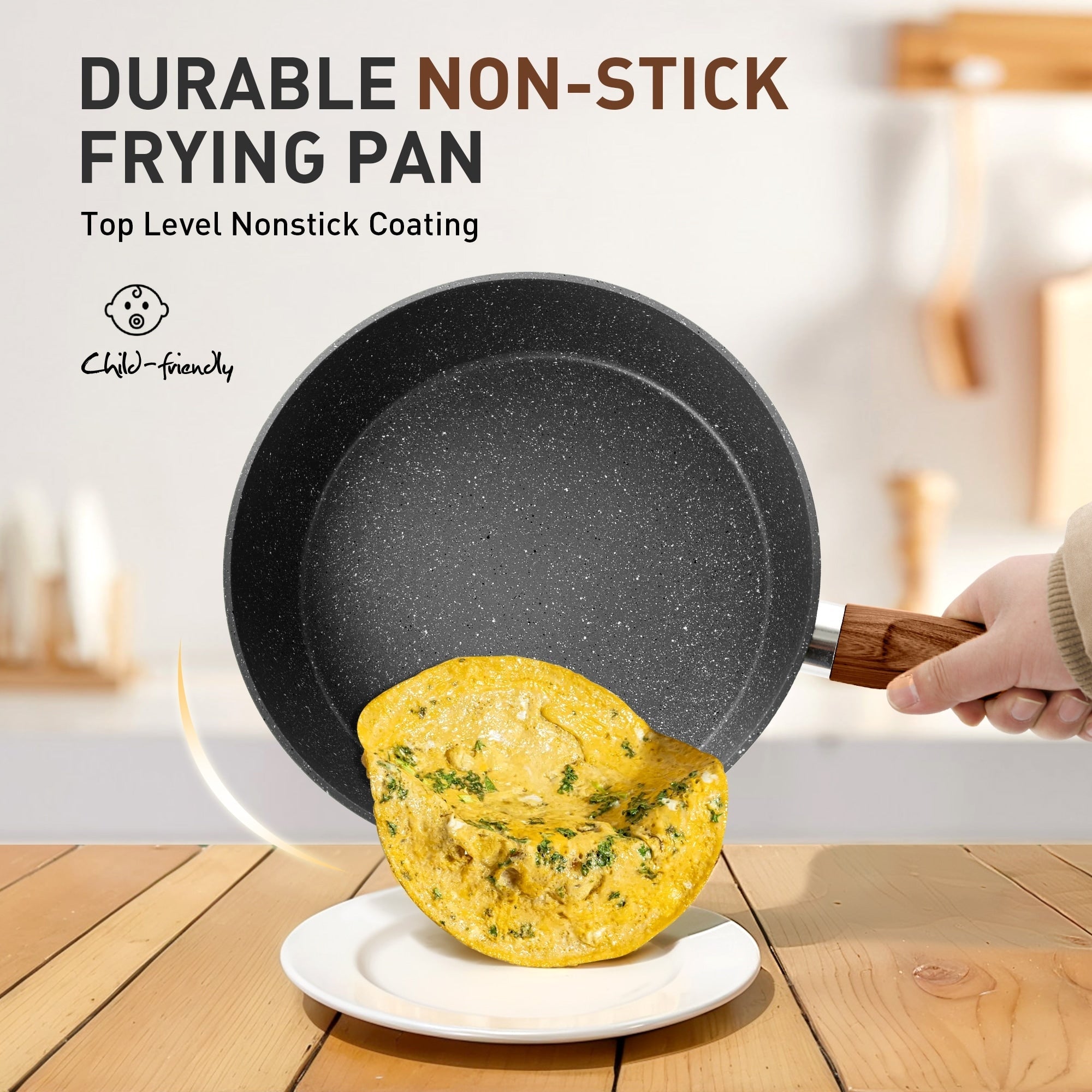 Batterie de cuisine en granit 17 pièces, ensemble de casseroles et poêles antiadhésives