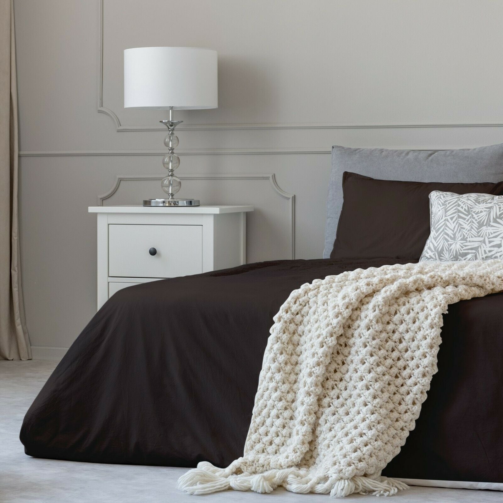 Parure de lit en coton 1800 fils, taies d'oreiller, poche profonde, toutes tailles