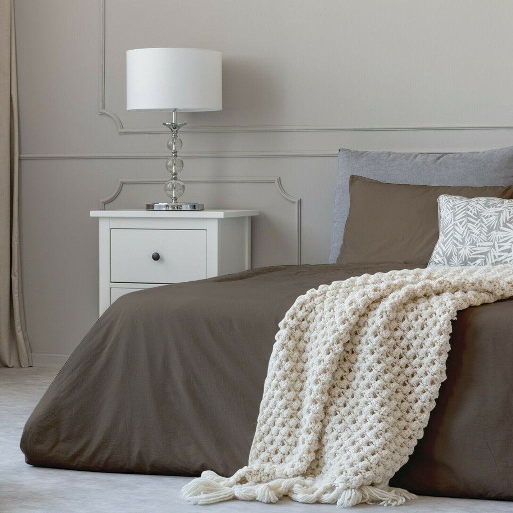 Parure de lit en coton 1800 fils, taies d'oreiller, poche profonde, toutes tailles