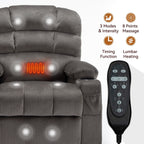 Fauteuil inclinable électrique à 180° avec massage et chauffage, deux porte-gobelets