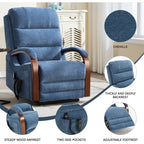 Fauteuil inclinable électrique à 180° avec massage et chauffage, accoudoirs en bois massif