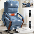 Fauteuil inclinable électrique à 180° avec massage et chauffage, accoudoirs en bois massif
