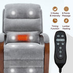 Fauteuil inclinable électrique à 180° avec massage et chauffage, accoudoirs en bois massif