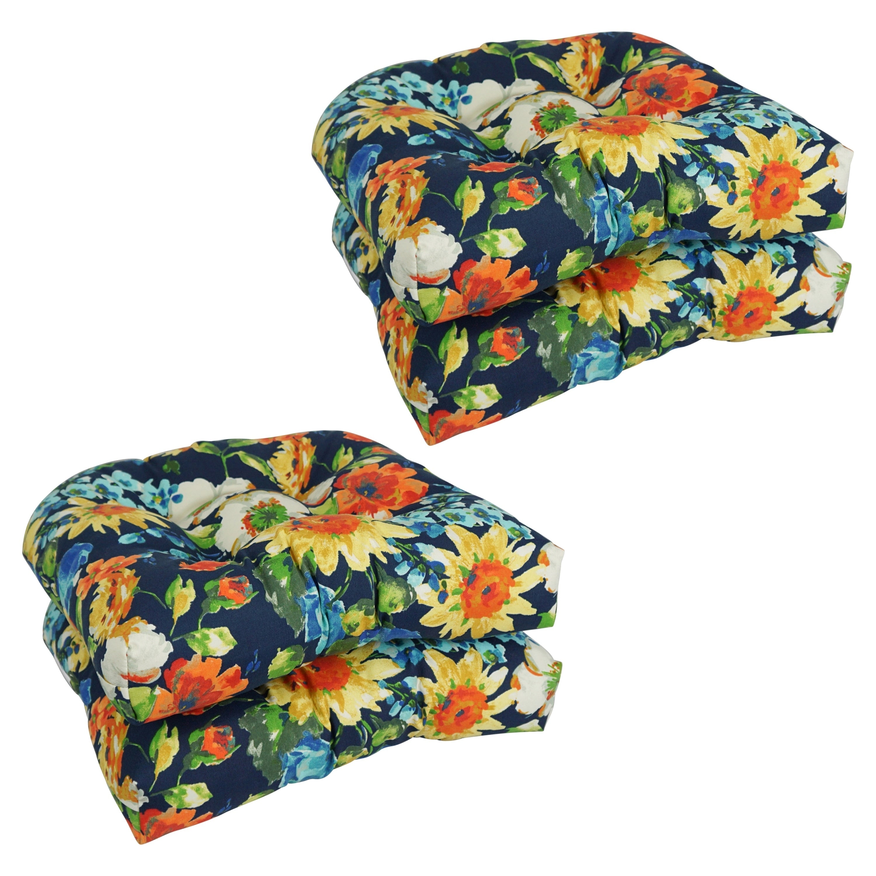 Coussins de chaise d'intérieur/extérieur à dossier arrondi de 19 pouces (ensemble de 4) - 19 x 19