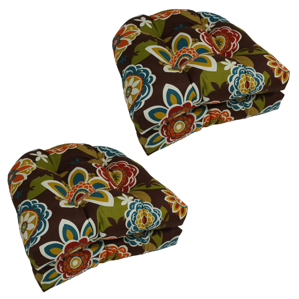 Coussins de chaise d'intérieur/extérieur à dossier arrondi de 19 pouces (ensemble de 4) - 19 x 19