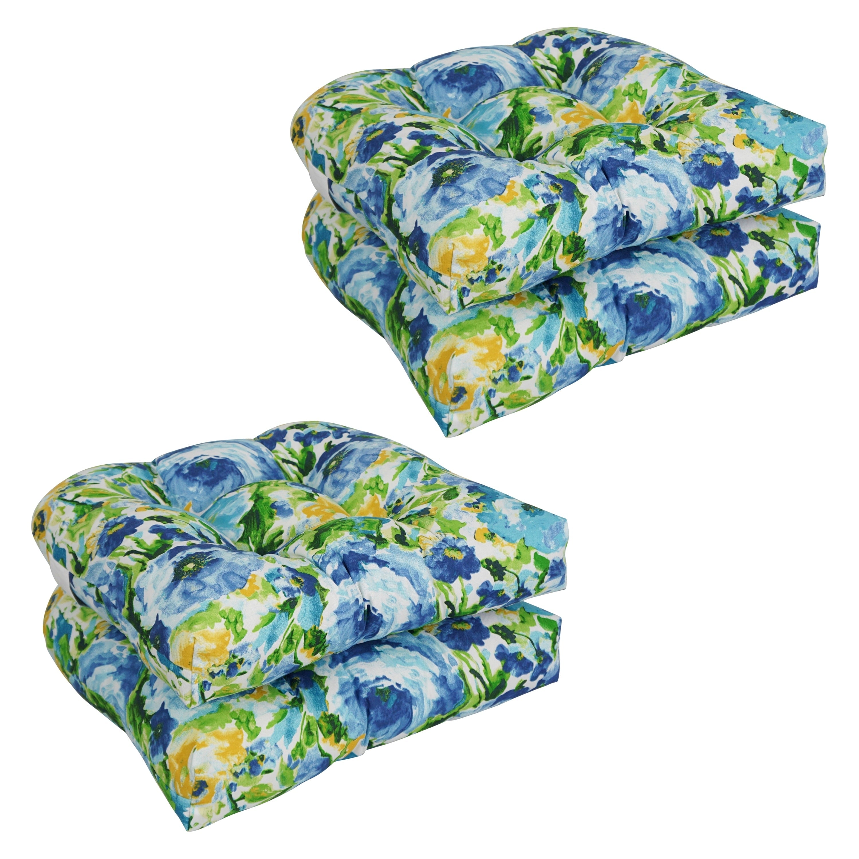 Coussins de chaise d'intérieur/extérieur à dossier arrondi de 19 pouces (ensemble de 4) - 19 x 19