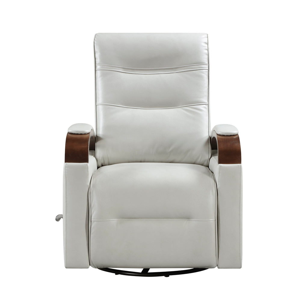 Fauteuil inclinable pivotant et coulissant, 1 pièce, en similicuir, rembourré, avec accoudoirs en bois d'hévéa massif, meuble de salon luxueux