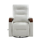 Fauteuil inclinable pivotant et coulissant, 1 pièce, en similicuir, rembourré, avec accoudoirs en bois d'hévéa massif, meuble de salon luxueux