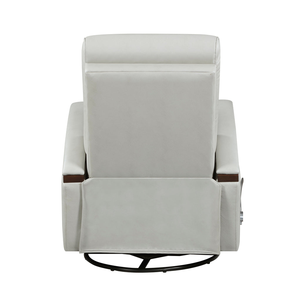 Fauteuil inclinable pivotant et coulissant, 1 pièce, en similicuir, rembourré, avec accoudoirs en bois d'hévéa massif, meuble de salon luxueux
