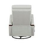 Fauteuil inclinable pivotant et coulissant, 1 pièce, en similicuir, rembourré, avec accoudoirs en bois d'hévéa massif, meuble de salon luxueux