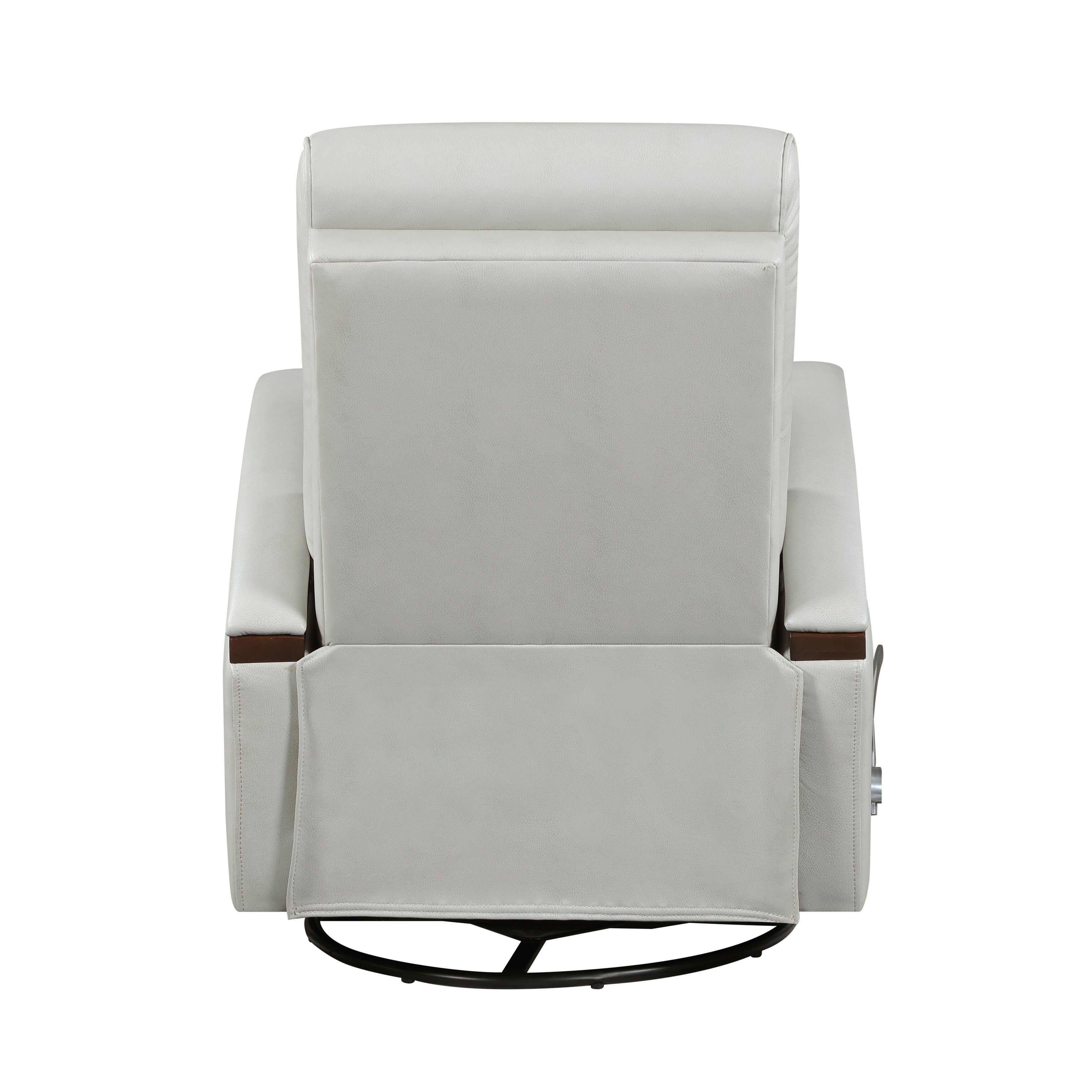 Fauteuil inclinable pivotant et coulissant, 1 pièce, en similicuir, rembourré, avec accoudoirs en bois d'hévéa massif, meuble de salon luxueux