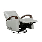 Fauteuil inclinable pivotant et coulissant, 1 pièce, en similicuir, rembourré, avec accoudoirs en bois d'hévéa massif, meuble de salon luxueux