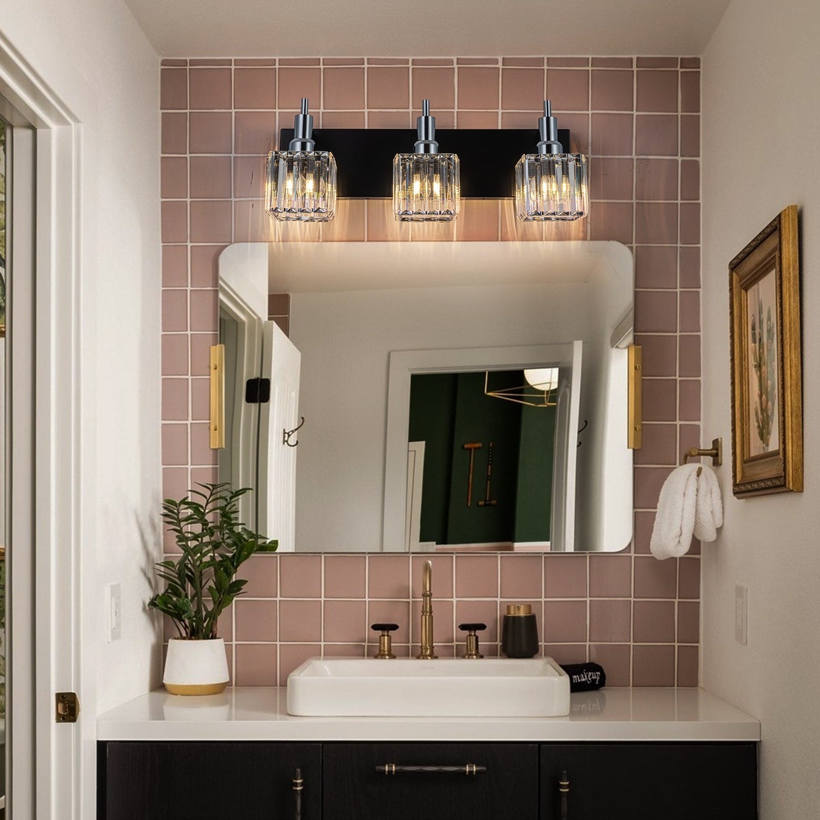 Appliques murales modernes en cristal pour salle de bain à 2, 3 ou 4 lumières