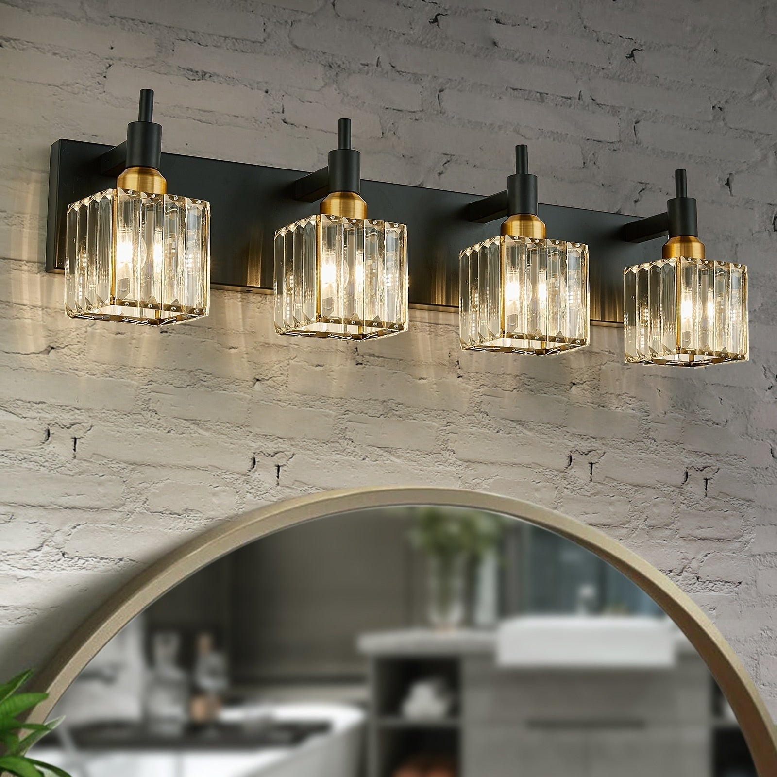 Appliques murales modernes en cristal pour salle de bain à 2, 3 ou 4 lumières